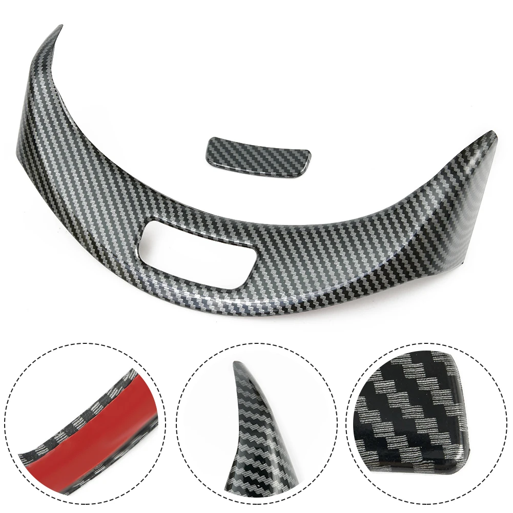 

Parts Armrest Box Button Frame Car Replacement ABS Plastic Carbon Fiber Black Cover Trim Accessories New Useful