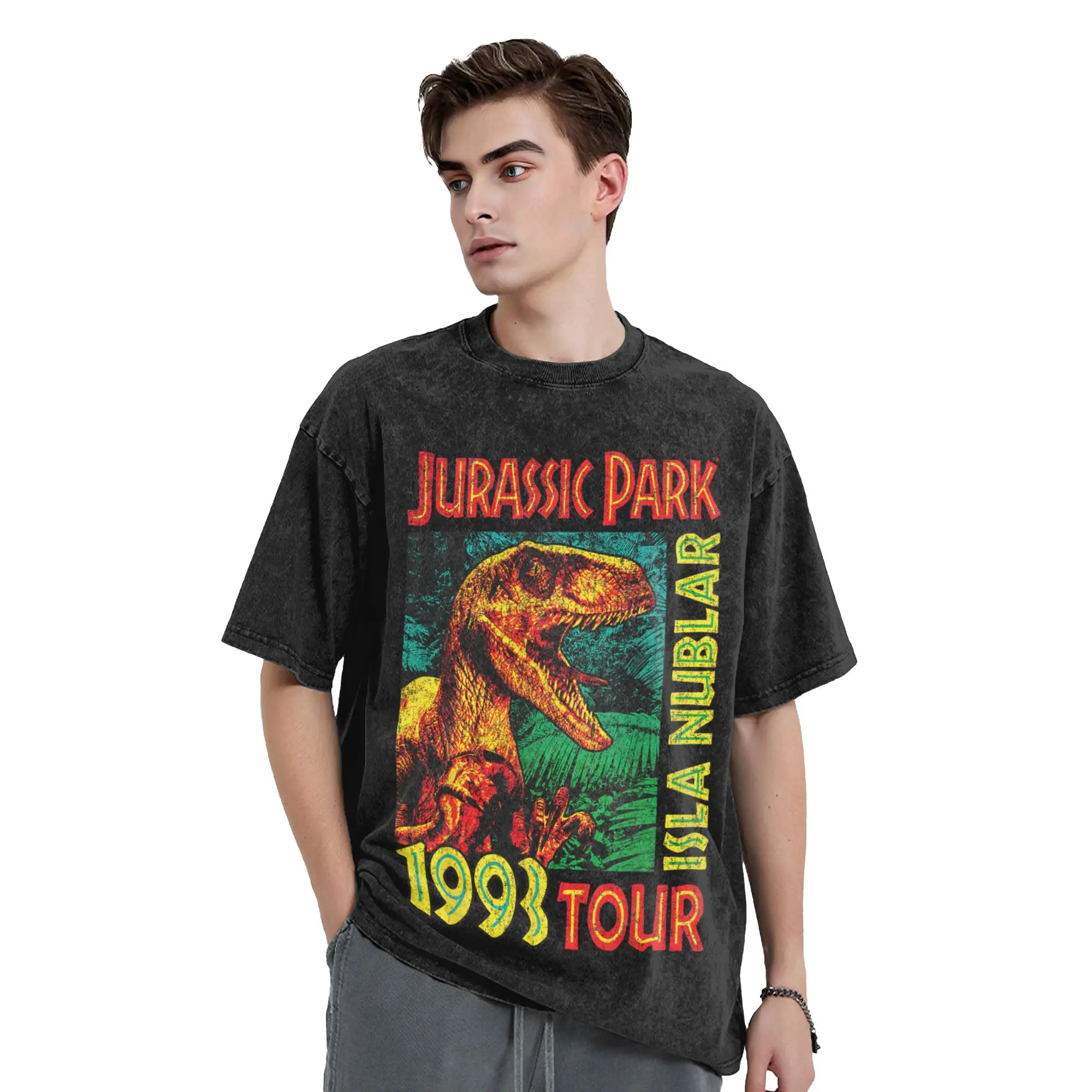 Jurassic World Rebirth Coming 2025 T-Shirts for Men Round Collar Pure Cotton Washed T Shirts  Short Sleeve Tee Shirt Clothing