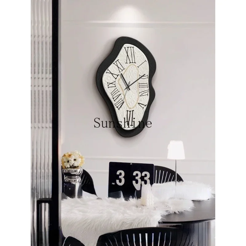 Modern minimalist art atmosphere living room wall clock fashion wall lamp