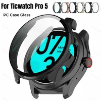 Glass Watch Case for Ticwatch Pro 5 Hard PC Shell Full Cover Screen Protector Protective Bumper cases For Tic Watch Pro5