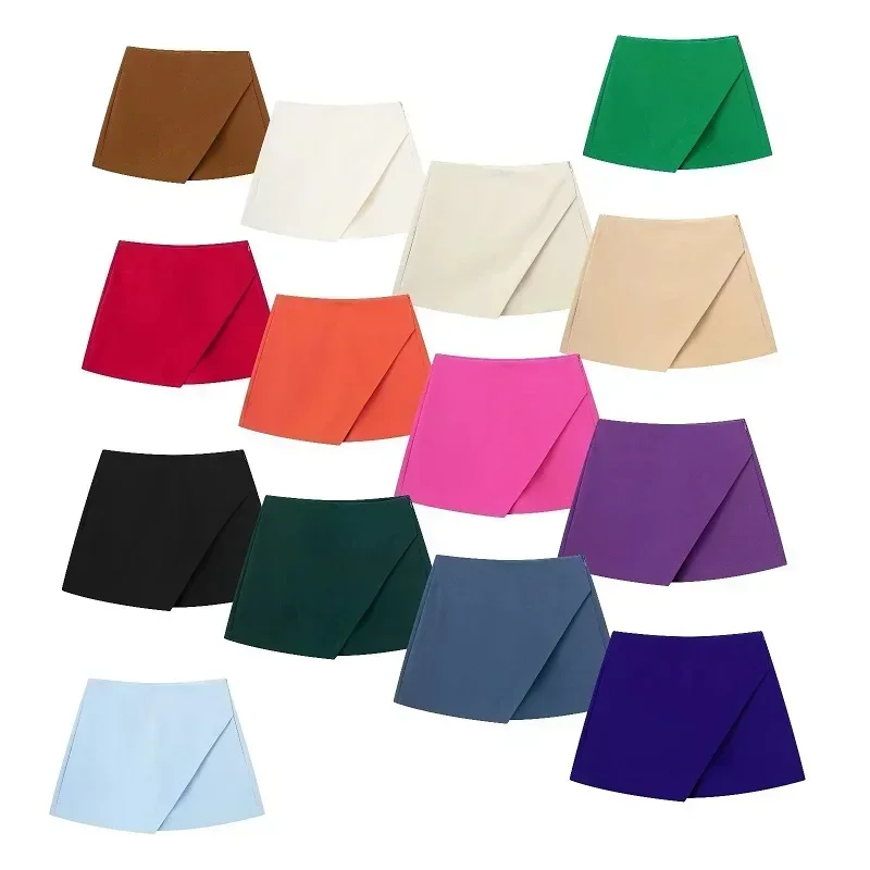 Summer New Women High Waist White Black Skirt Pants Asymmetric Khaki Casual Female Skort Skirts