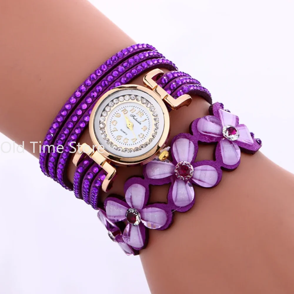 Pulsera de cuero con diamantes para mujer, relojes de estilo superior, elegante, delicado, a la moda, color blanco