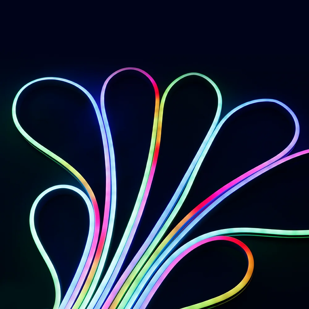

WS2811 RGBIC Neon LED Strip 96LEDs/M T0612 Silicone Neon Lights With Music Sync RGB Dreamcolor Chasing Tape for Room DC12V