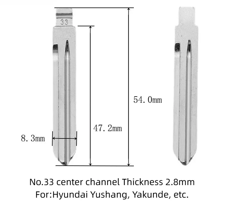 

10pcs 33# Key Blanks Metal Uncut Blank Flip Remote Key Blade For Kia Rio Hyundai Accent KD Xhorse VVDI JMD