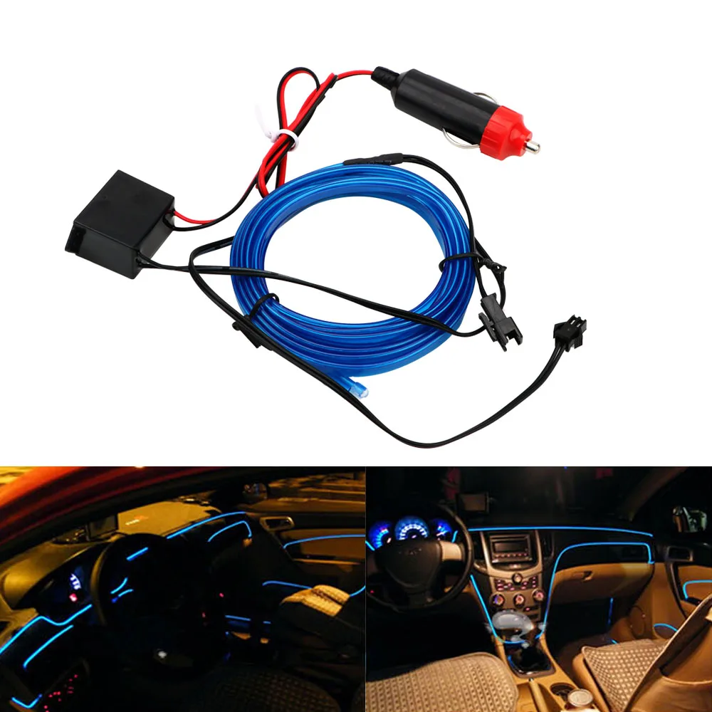 

Light Strips Car styling Decorative Lamp Auto Lamps 2m Flexible Neon EL Wire Car 12V LED Cold lights