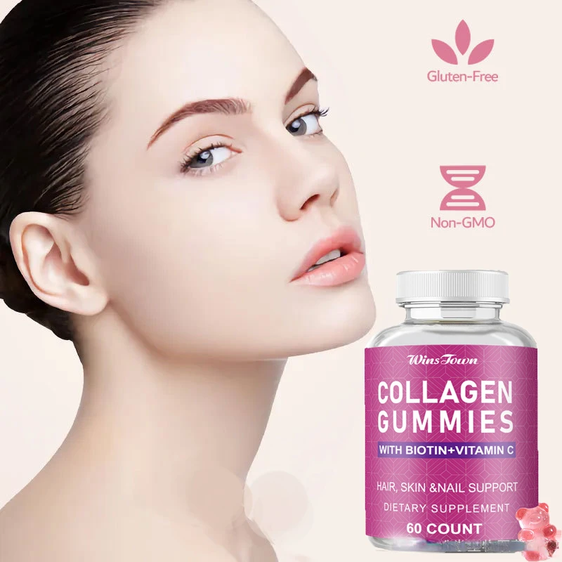 

60 Gummies Collagen Gummies Biotin Vitamin C Gummies Hair Skin Nail Support Dietary Supplement Healthy Hair Delicious Care