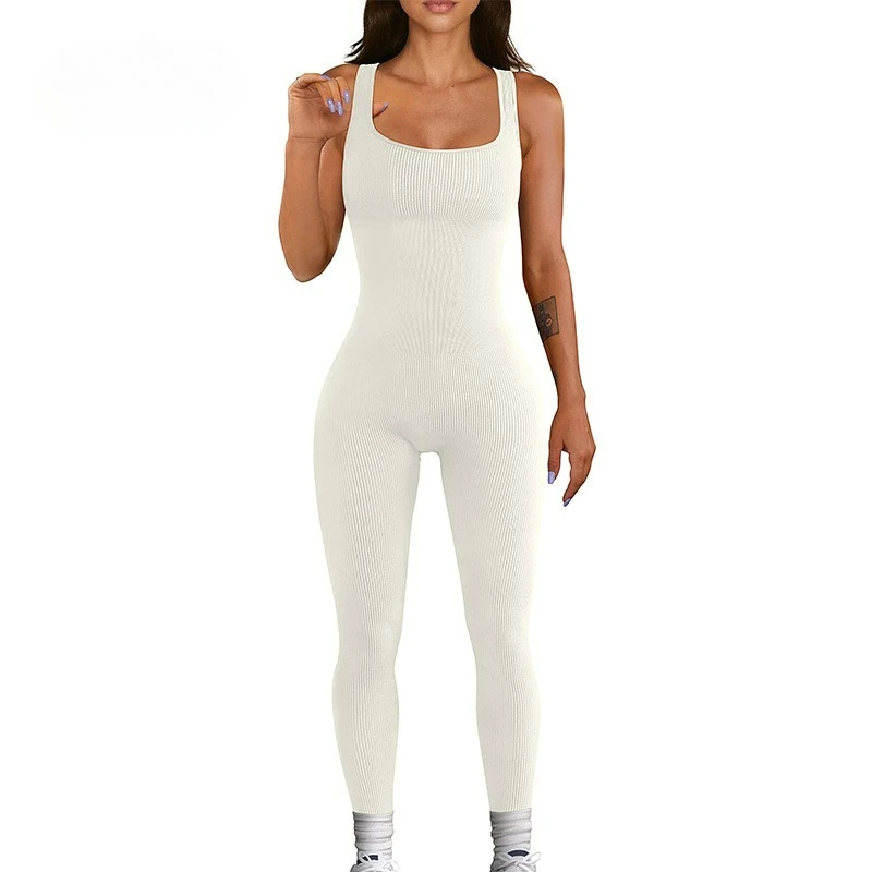 2025 Latest Seamless Yoga Jumpsuit with Chest Cushion for Sports Shaping Detachable Chest Cushion Thread Tight  Jumpsuit