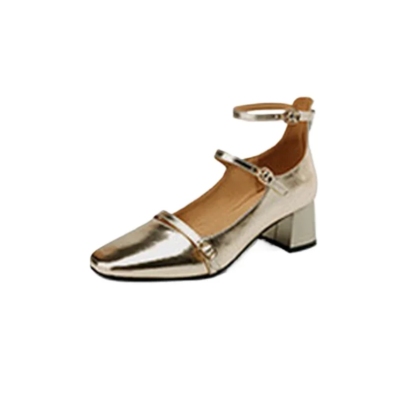 

Round toe thick follow-up shoes, comfortable for banquets and weddings new high heels