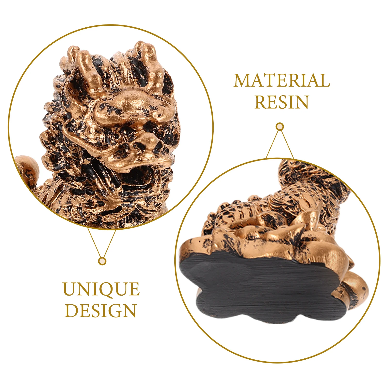 

1Pair Kylin Decoration Resin Vintage Design Lightweight for Desktop Shelf Table Ornament Kylin Sculpture Resin Craft