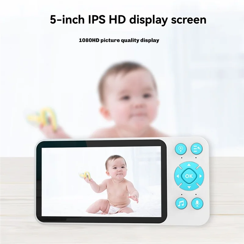 ABSQ-Tuya Remote Control Indoor Surveillance Camera 5-Inch IPS HD Screen Display Baby Monitor Two-Way Intercom For Babies