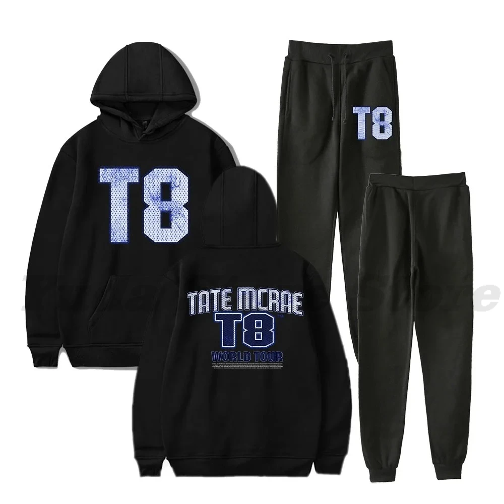 

Tate McRae Think Later World Tour Merch Толстовки Брюки для бега Комплект зимней женской и мужской модной уличной одежды