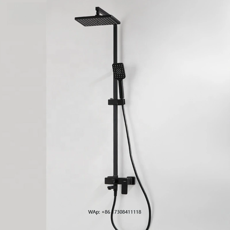 Surface Finished Square Shower Set Black Shower Brass Luxury Contemporary Bathroom Shower Room Sprinkler Brass Body