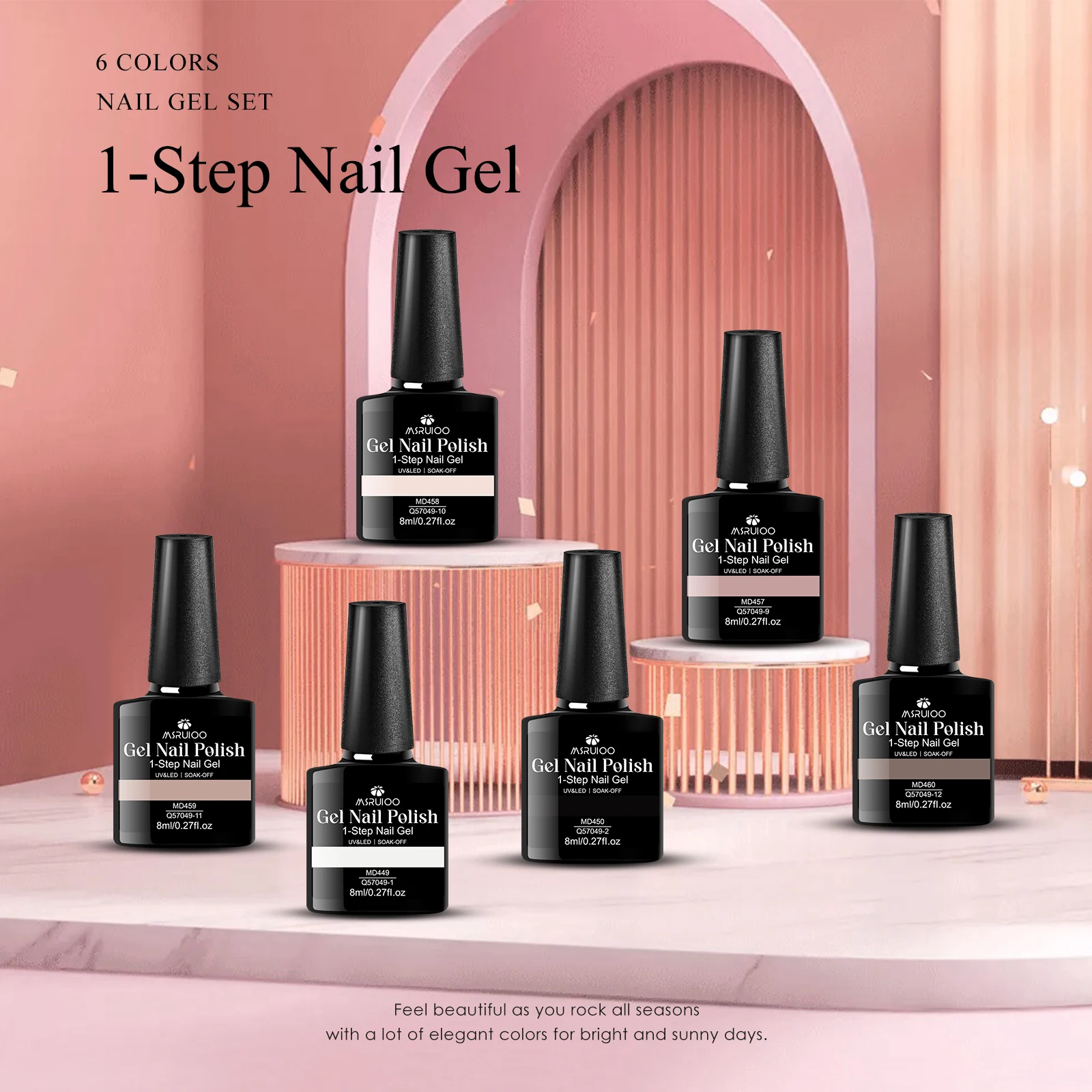 مجموعة طلاء جل الأظافر مكونة من 6 قطع من ألوان القهوة بخطوة واحدة، خالية من مادة TPO HEMA، لا حاجة إلى معطف علوي بقاعدة، فن أظافر LED بالأشعة فوق البنفسجية للتقليم بنفسك، سريع الجفاف