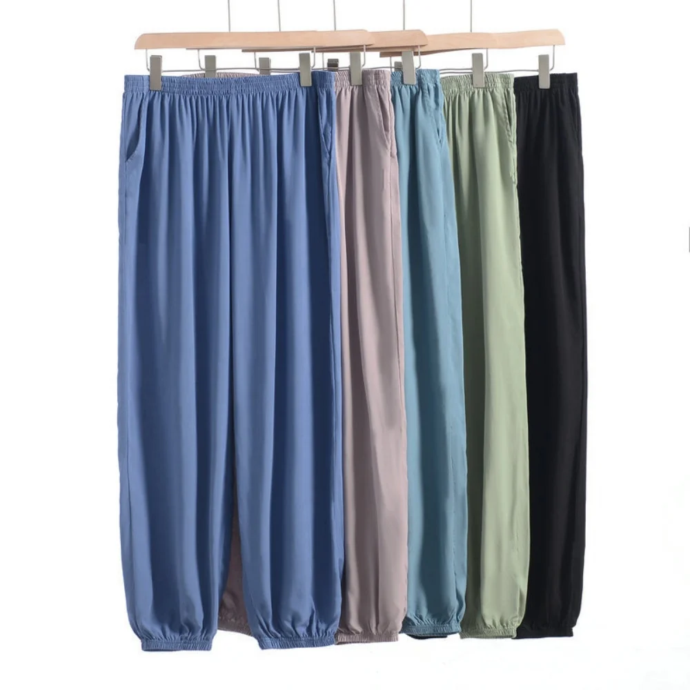 Calça larga de pijama masculina, calça roupa de pijama, calça caseira, primavera, verão