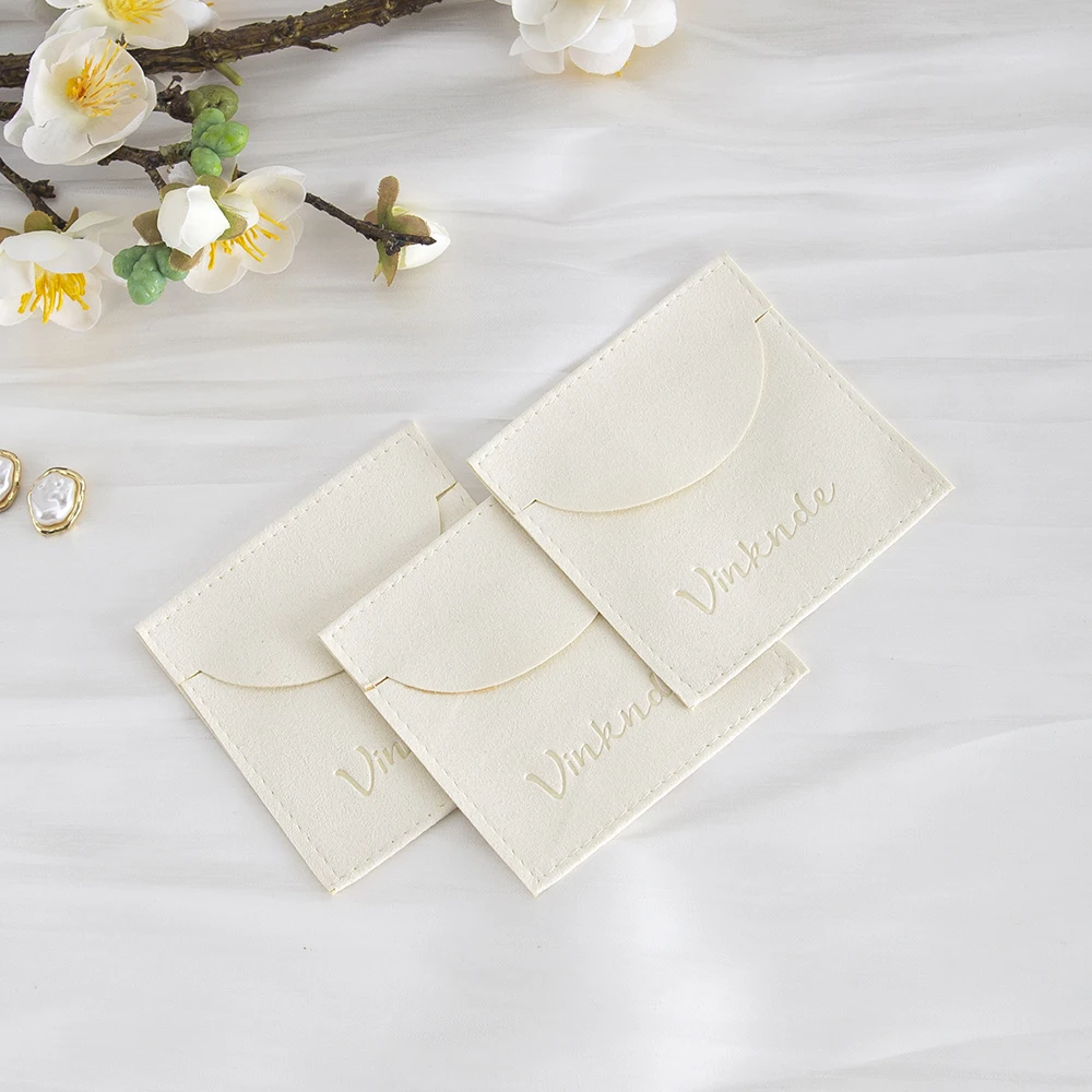 مفصل البيج أكياس المجوهرات الفاخرة 10x10 سنتيمتر شخصية شعار قلادة القرط التعبئة والتغليف ستوكات المغلف الزفاف هدية الحقائب #3