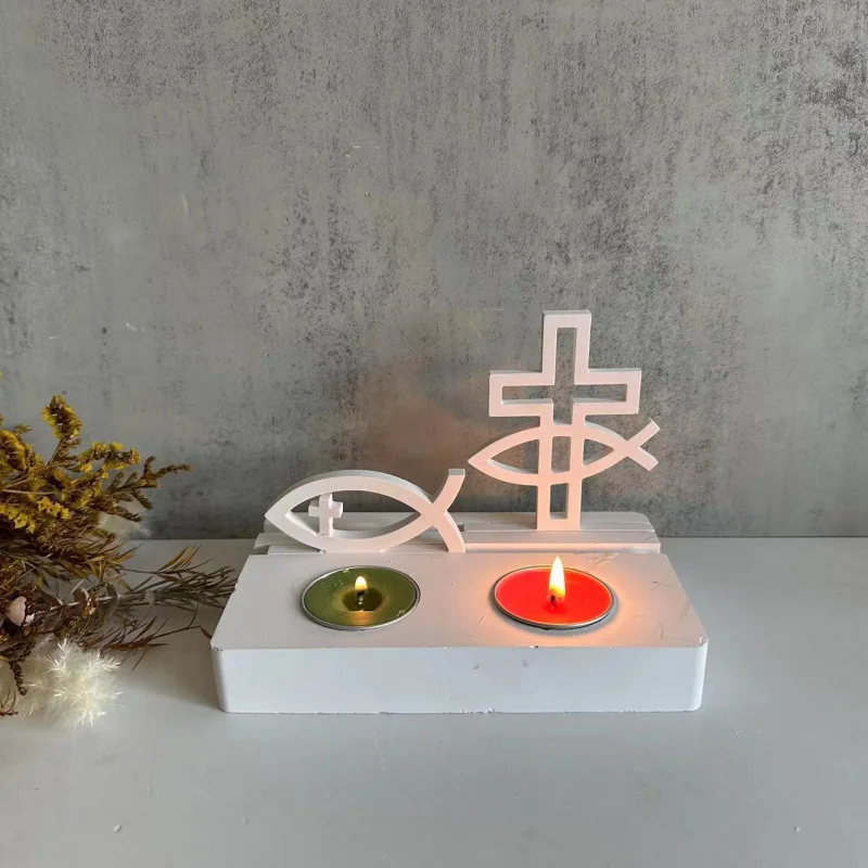 Cross Decoration Silicone Mold Fish Plug-in Candlestick Aromatherapy Gypsum Mold