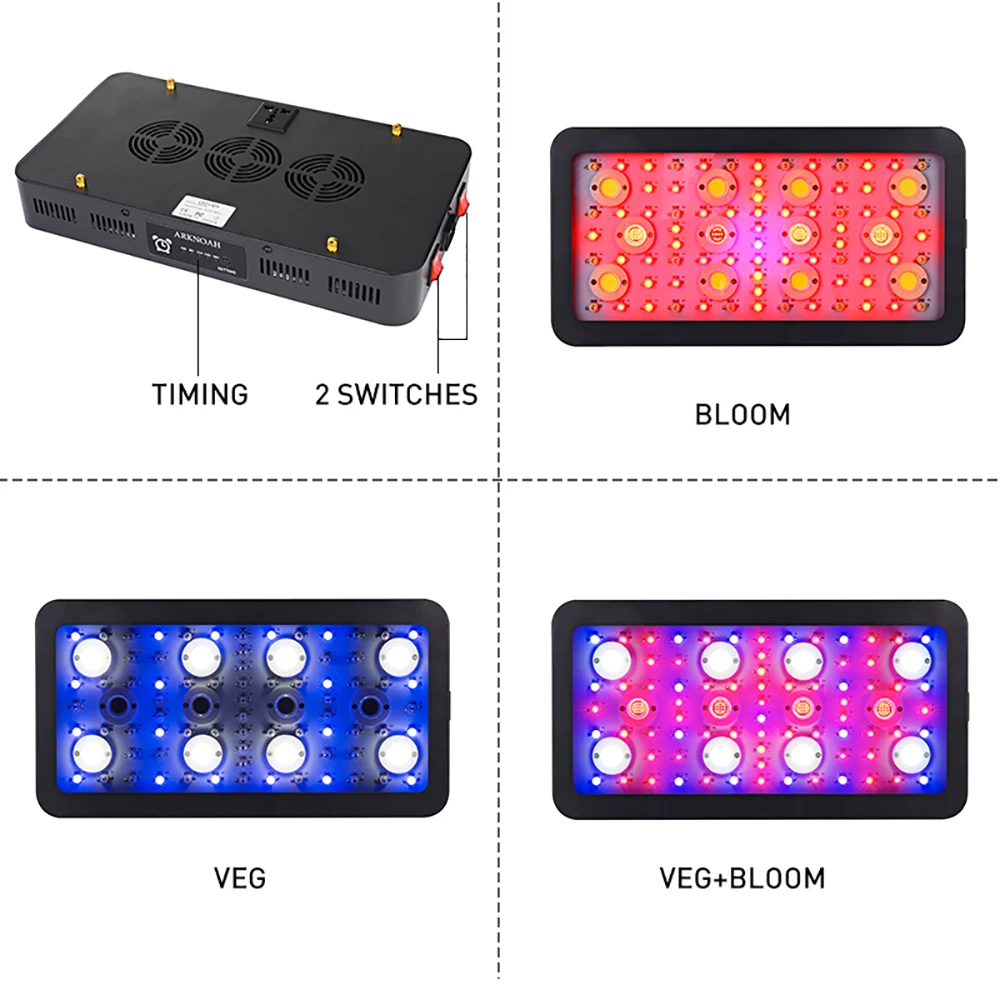 Timed LED growth lamp 1200W 2400W full spectrum growth lamp indoor plant and vegetable flowering greenhouse