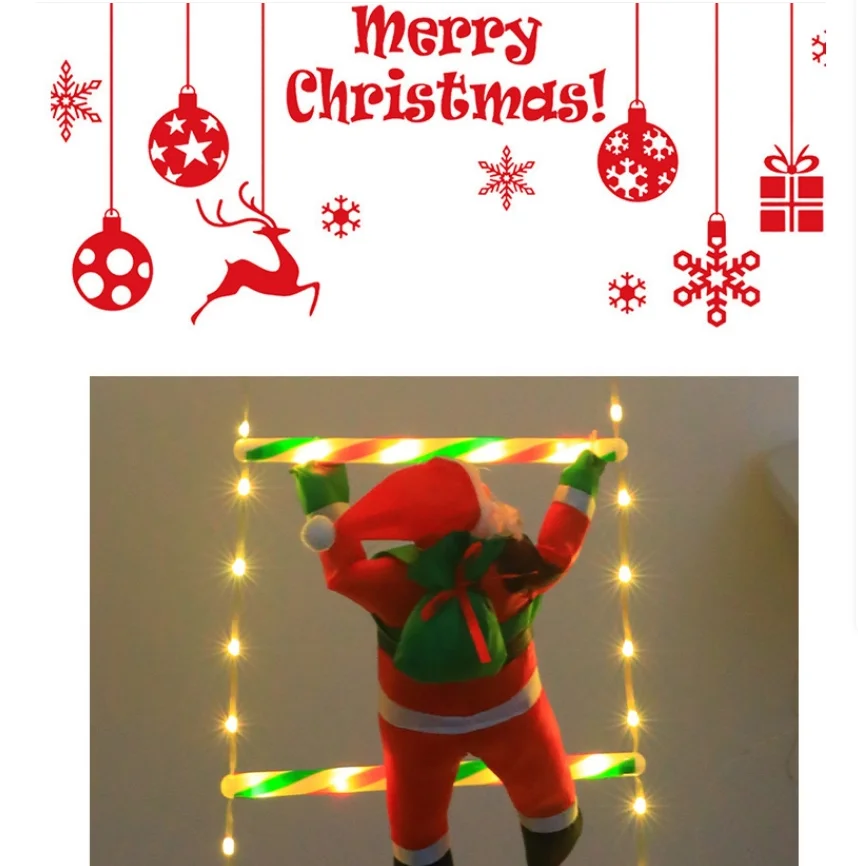 

Santa Claus Climbing Ladder LED Hanging Light Christmas Ladder Lights Outdoor Waterproof Eaves Decorative Colorful Light String