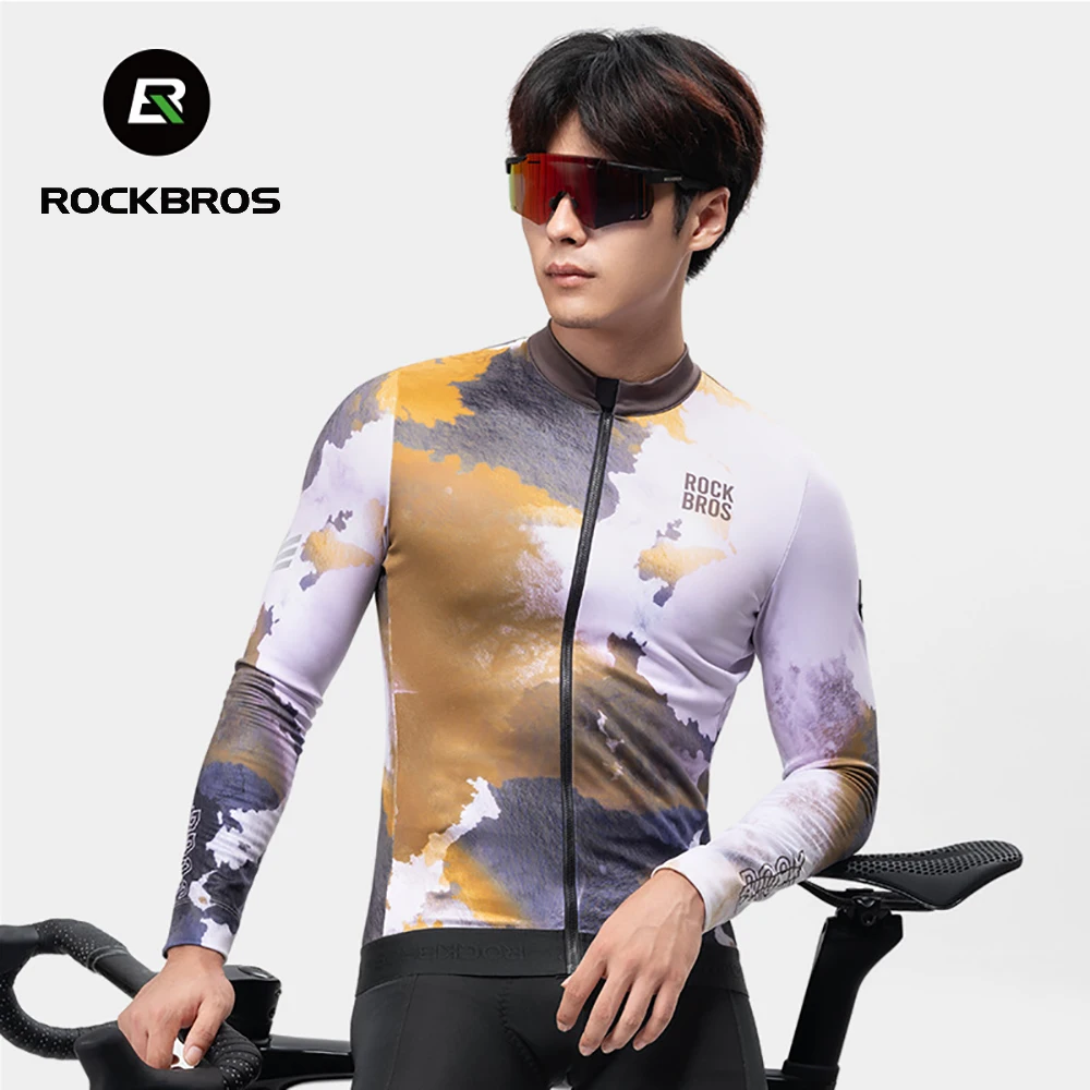 

ROCKBROS зимняя куртка из термофлиса, мужская командная велосипедная куртка, трикотажный костюм с длинными рукавами, одежда для езды на шоссейном велосипеде Mtb