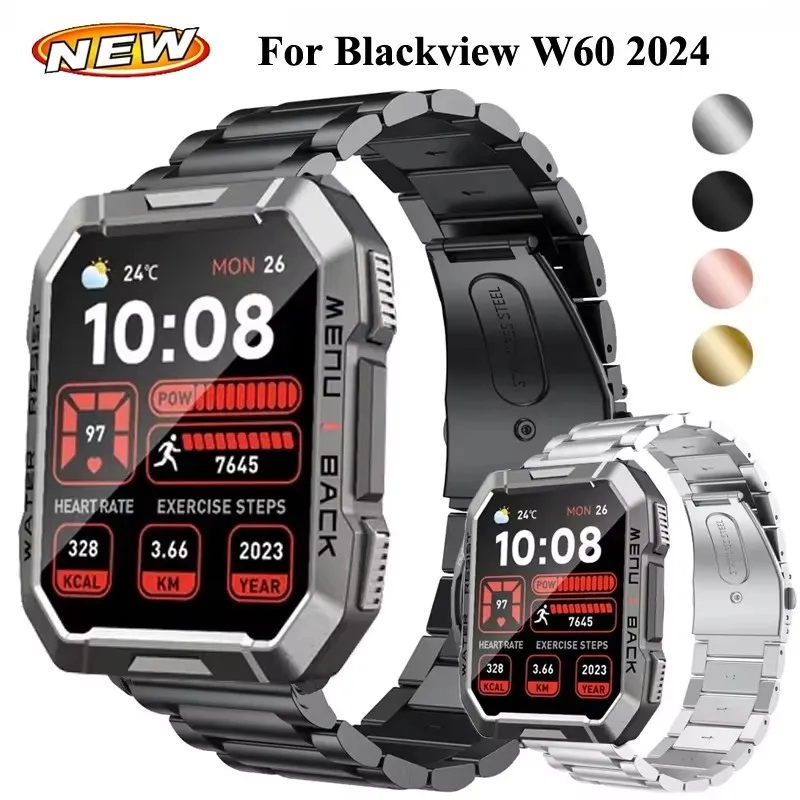 Bracelet de montre intelligente haut de gamme en acier inoxydable pour Blackview W60 22mm bracelet pour Blackview W60 2024 bracelet Correa en métal ceinture