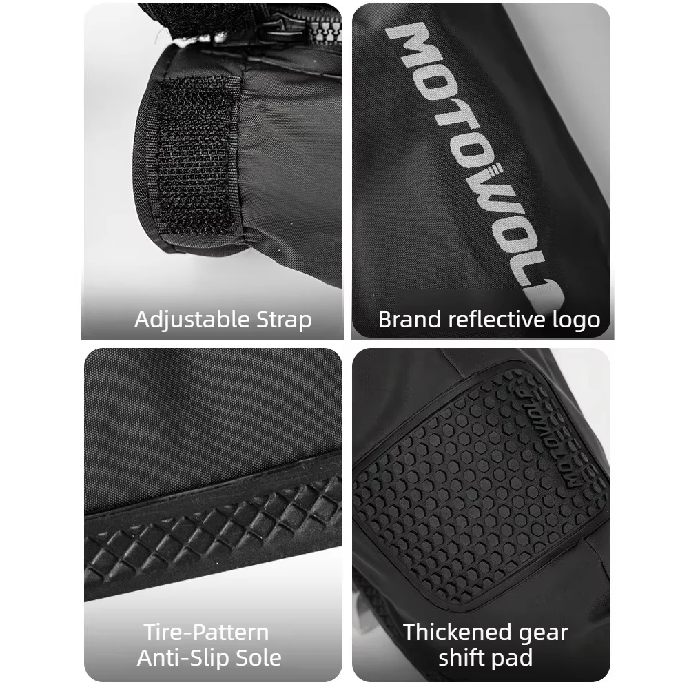 Unisex Reusable Anti-Slip Waterproof Rain Boot Shoe Cover High Tube Black Shoes Dust Protectors Cover Motorcycle Bike Rain Cover - view 3