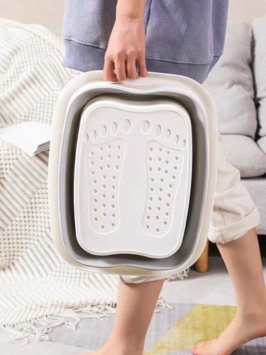 Imagen 2 del producto Masaje portátil con cubierta, lavabo plegable de silicona para pies, cubo para pies, lavabo grueso para pies