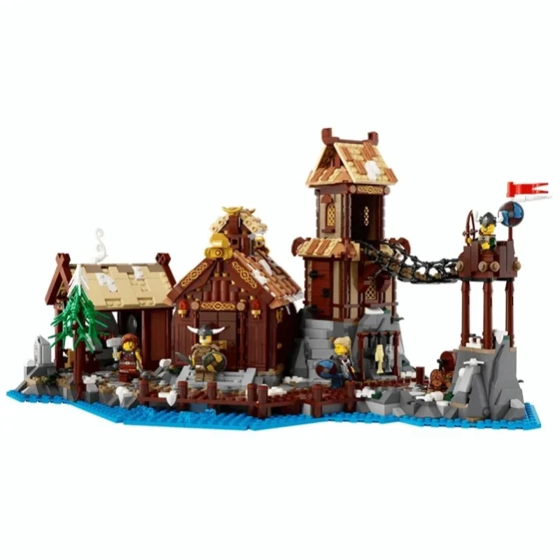 2103 Teile Wikinger-Dorf Bausteine Konstruktionsmodell Ziegelstein-Spielzeug Kompatibel mit Set 21343 Geburtstags- und Weihnachtsgeschenk für Erwachsene