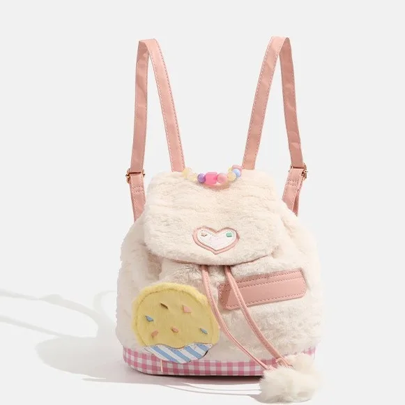 

NEW Adjustable Shoulder Strap Plush School Bag Large Capacity Inner Layer Cake Plush Backpack Fashion Cartoon School Bag