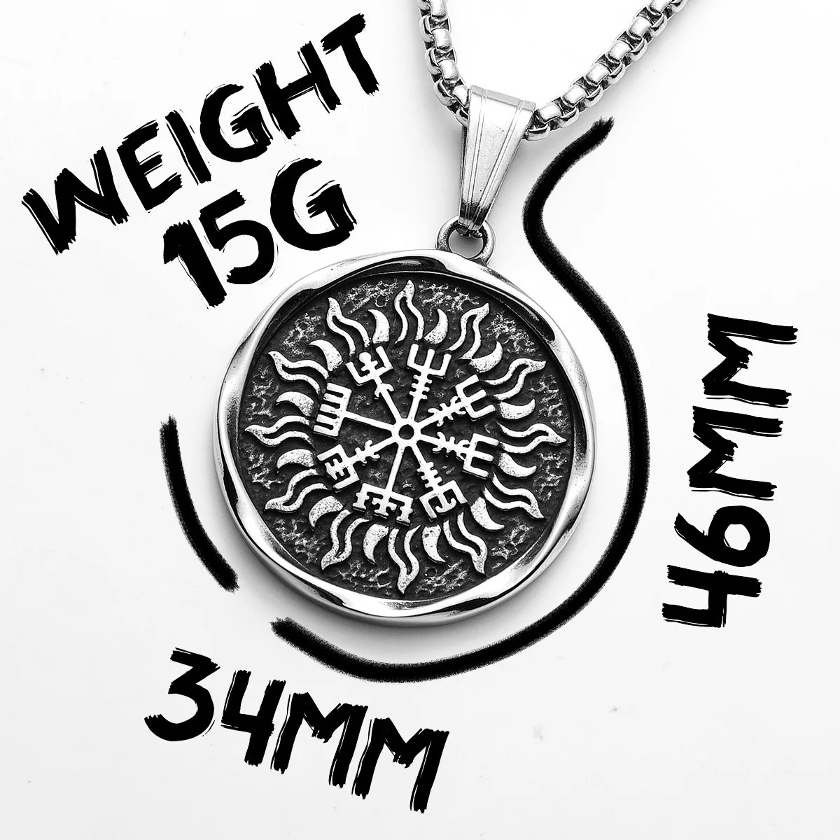 Viking Flame Compass  Men Necklaces With Pendant Stainless Steel Jewelry For Male Women Punk Hip Hop Accessories Gifts Wholesale