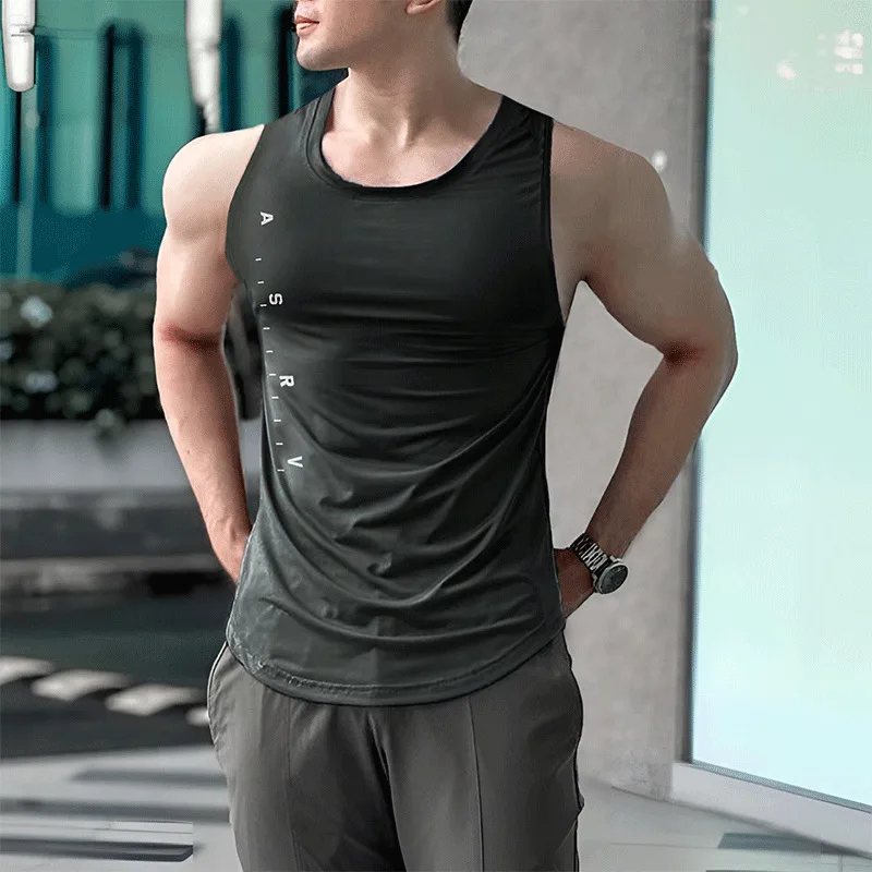 Men\'s Gym Casual Tank Tops Sleeveless Shirt Male Polyester Quick Dry Breathable Basketball Vest Workout Fitness Running Clothing