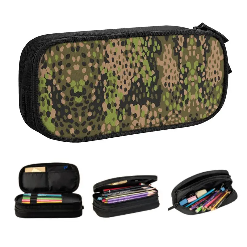 Custom WW2 Camo Kawaii Pencil Cases Boy Girl Large Capacity Germany Arm Military Camouflage Pencil Pouch Student School