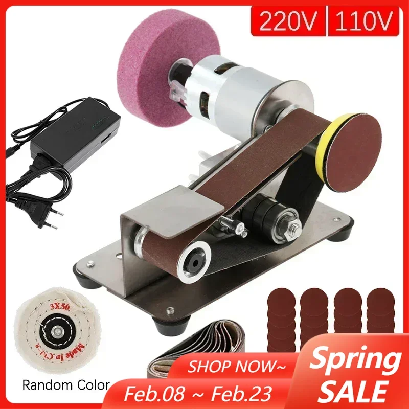 

Mini Electric Belt Sander Multifunctional 7 Gears Adjustable Belt Polishing Grinder for Knife Sharpening DIY Grinding Power Tool