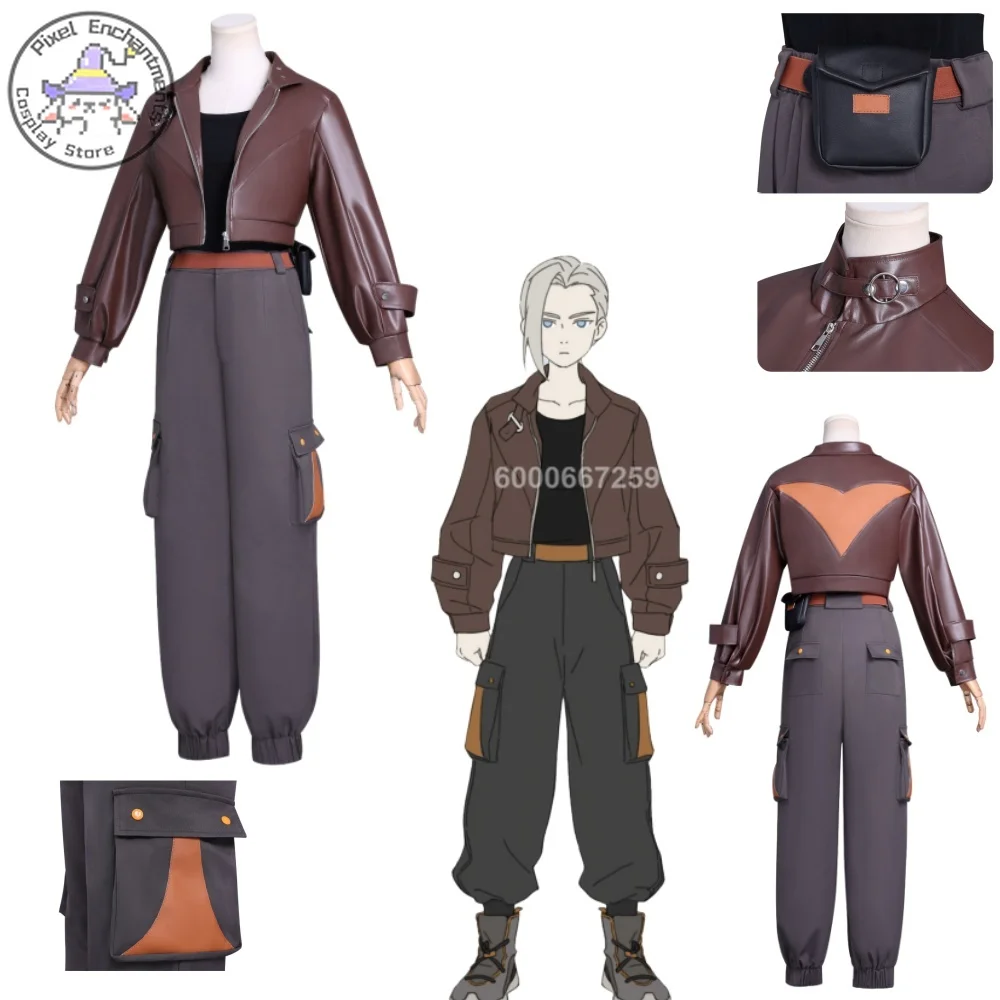 

Hot Sale The Legend of Hei Costume Cosplay Aniem Lu Ye Role Playing Brown Uniform for Women Comic Con Party Suits Leather Coat