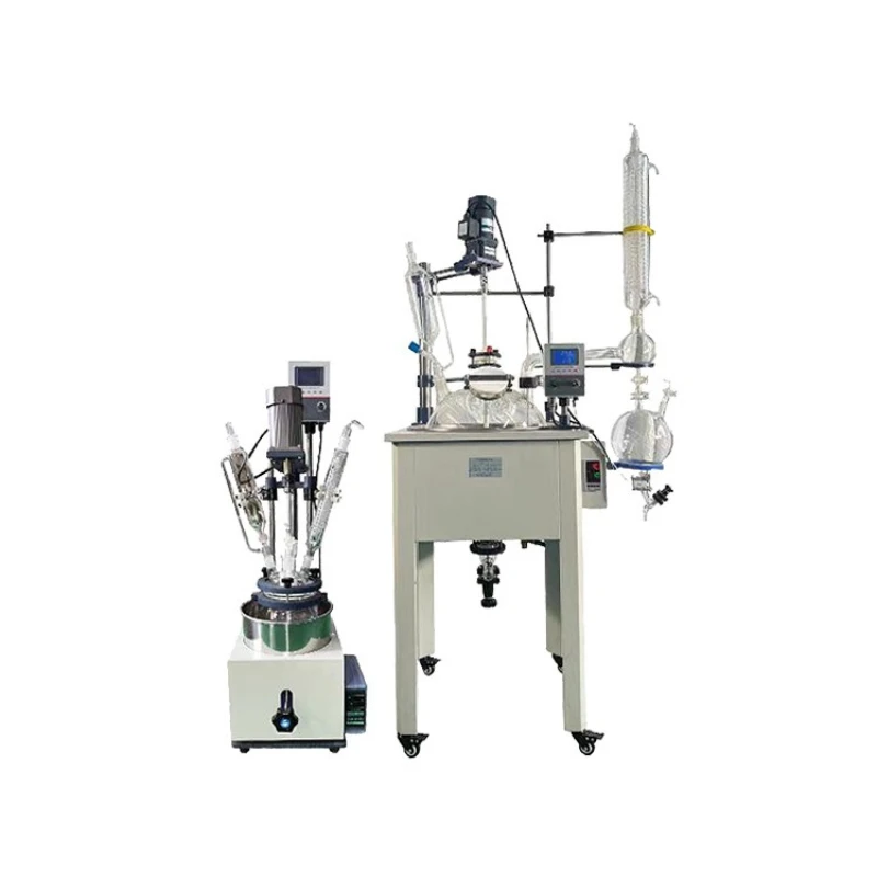 Laboratory reactor high efficiency condensation with collection bottle anti-order surge layer spherical glass reactor