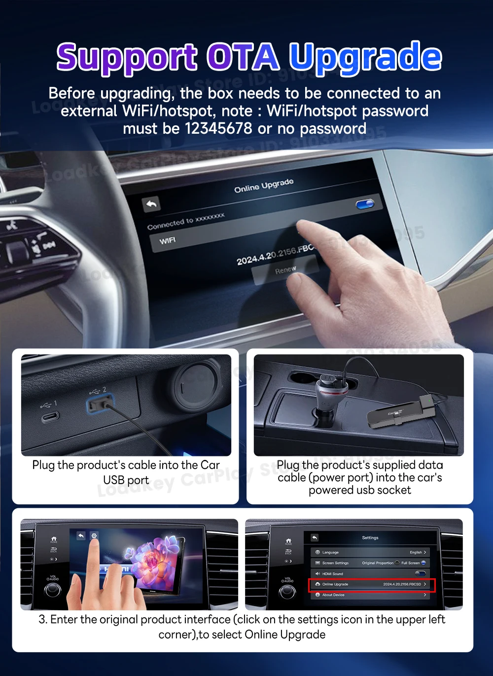 Carlinkit FireDrive Link Konvertieren Sie kabelgebundene CarPlay in HDMI für Fire TV Stick Streaming Car Entertainment Solution Schnelle und einfache Einrichtung – Detail 8