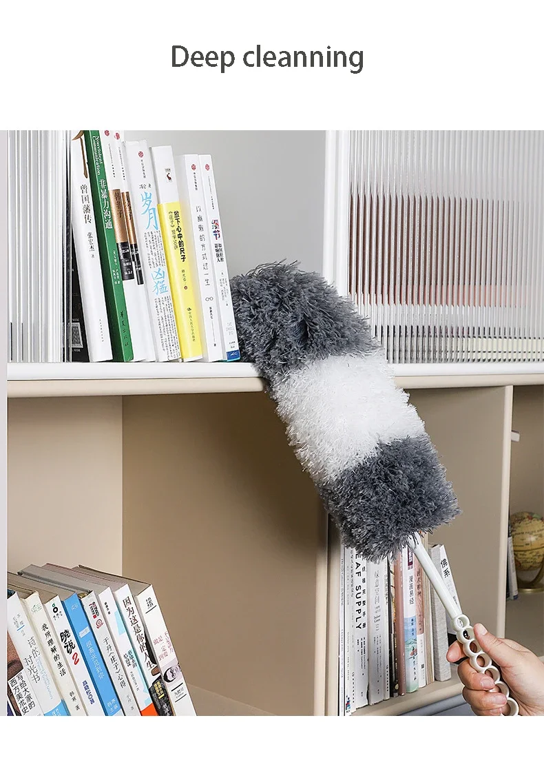 360° Rotatable Dust Brush Removal Dusters Extension Steel Pole Telescoping Household Sofa Gap Floor Cleaning Microfiber tools