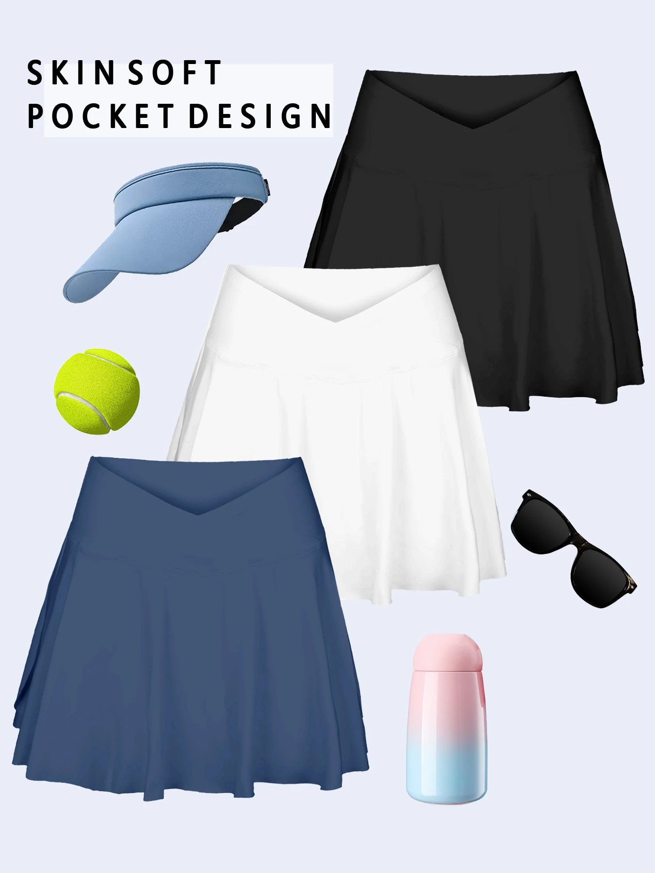 Summer V Waist Sexy Gym Tennis Skirt With Pocket Woman Skinny Stretch Activewear Running Skirt Casual Golf Skirt Shorts