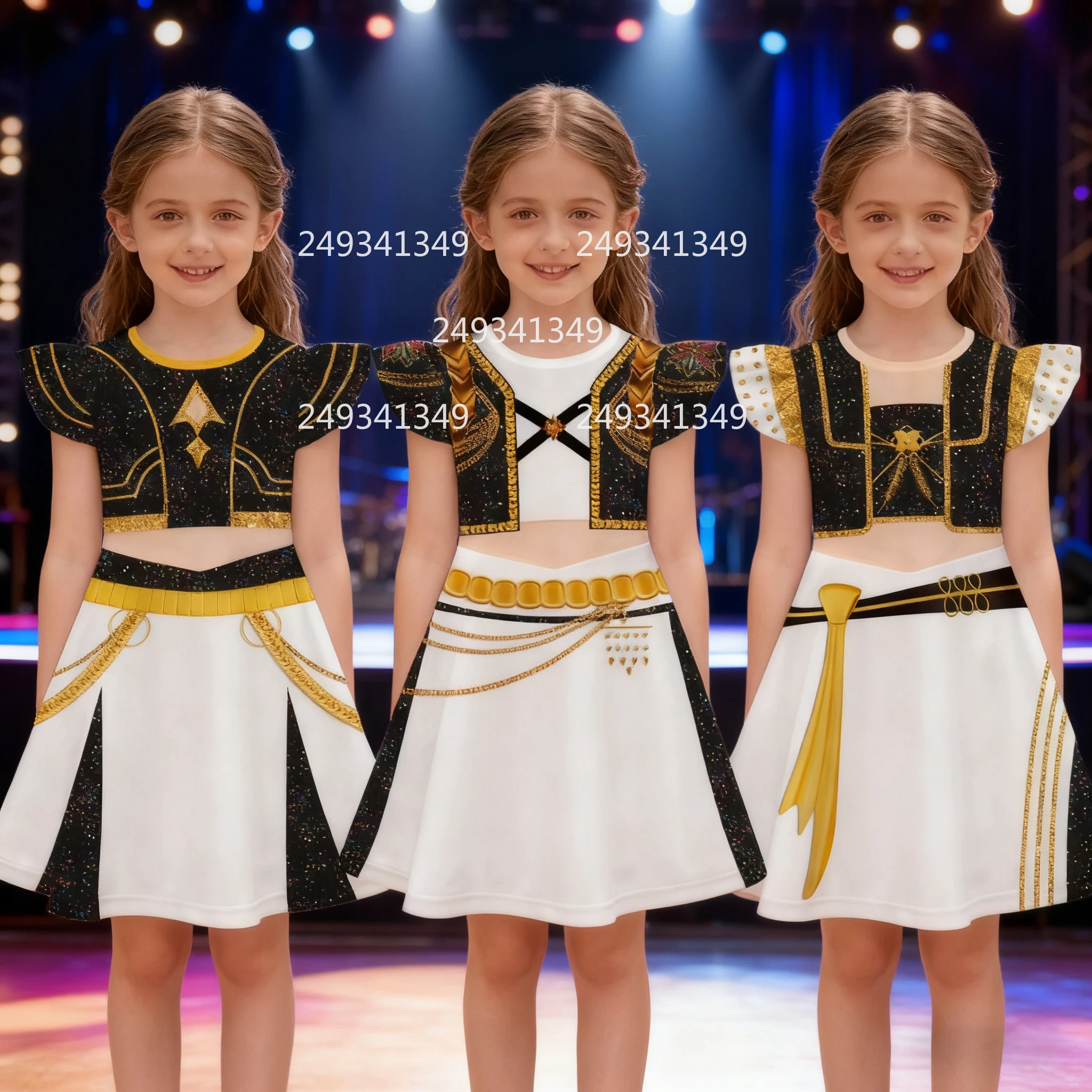 

Anime Movie Huntrix Cosplay Dress For Girl Fake Two-piece Print Floating Sleeves Dress Stage Performance Costume Carnival Outfit