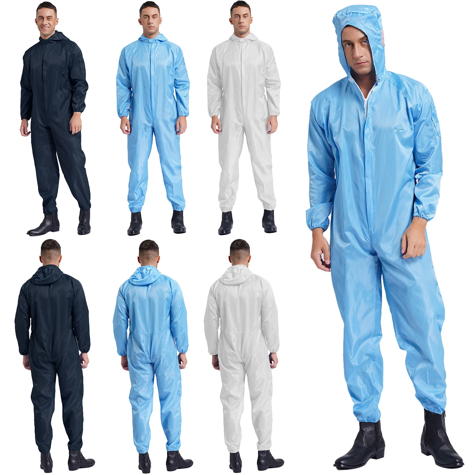 Man Woman Dust-proof Anti Static Hooded Cleanroom Garment Unisex Isolation Overall Coverall Clean Work Factory Workshop Uniforms