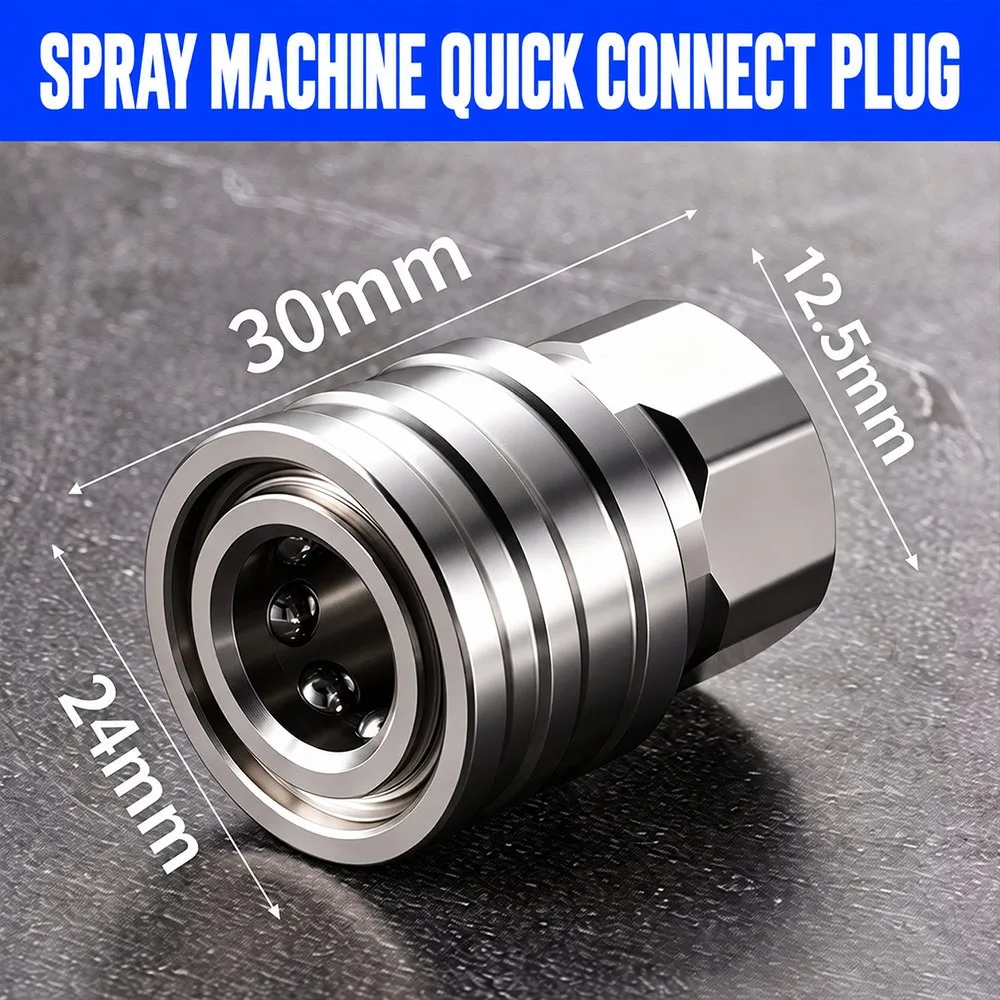 New Stainless Steel Quick Coupler 1/4inch Thickened Spray Fitting Silver Tone Leak Proof Hose Connector for Airless Spraying