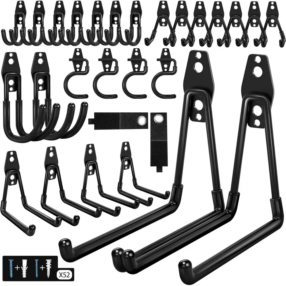 

Набор из 28 прочных крючков для гаража - крючки для хранения и организации в гараже с нескользящим ПВХ-покрытием для подвешивания велосипедов, лестниц и т.д.