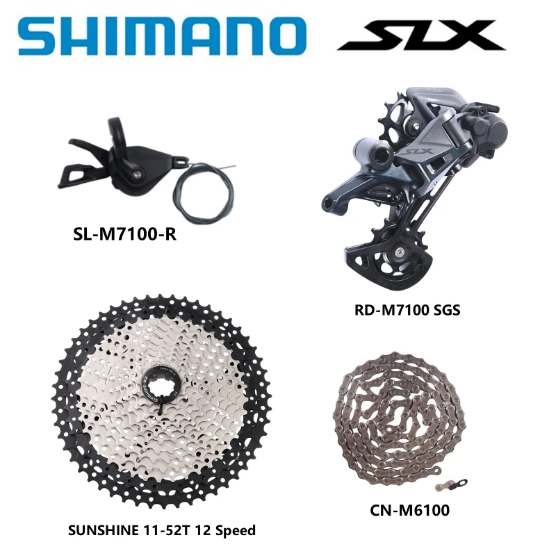 SHIMANO SLX Series SL-M7100 Shifter RD-M7100 SGS Rear Derailleur 1x12 Speed CN-M6100 Chain SUNSHINE 50/52T Cassette Original