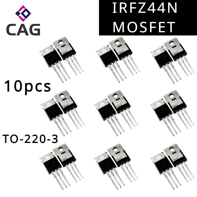 10PCS Transistors IRFZ44N IRFZ44 MOSFET Transistor TO-220 Power MOSFET IRFZ44NPBF 49A 55V Field Effect Transistors