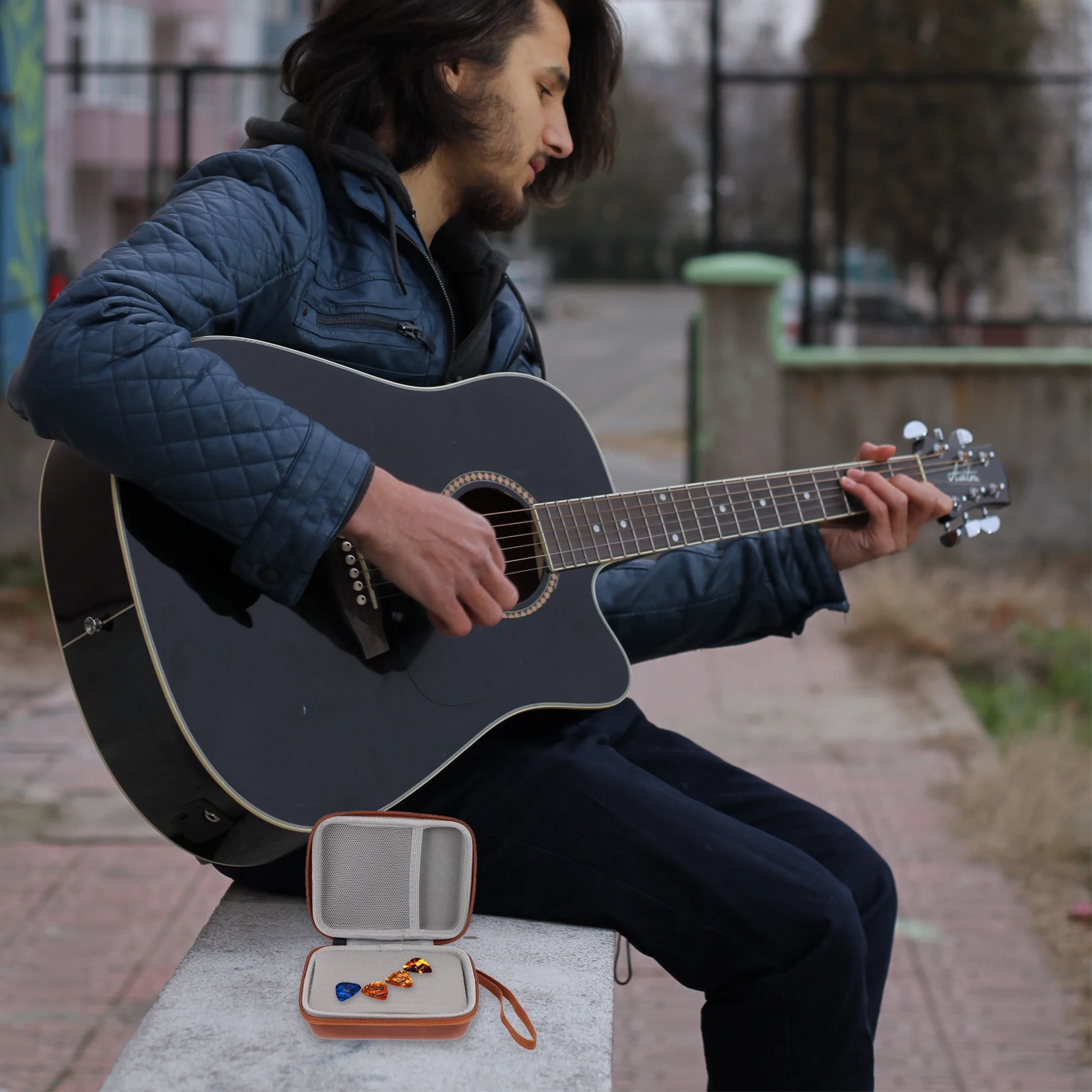 

Pick Storage Bag Electric Guitar Holder Case Pouch Portable Eva Instrument Travel