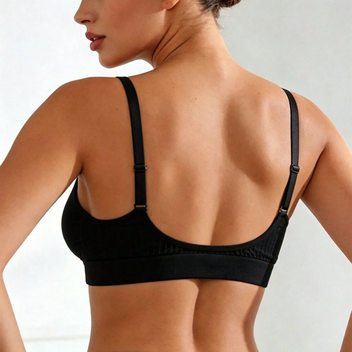 Casual Women Striped Bras with Removable Chest Padded Tank Tops Push Up Wirefree Lingerie Simple Solid Tank Tops image 2