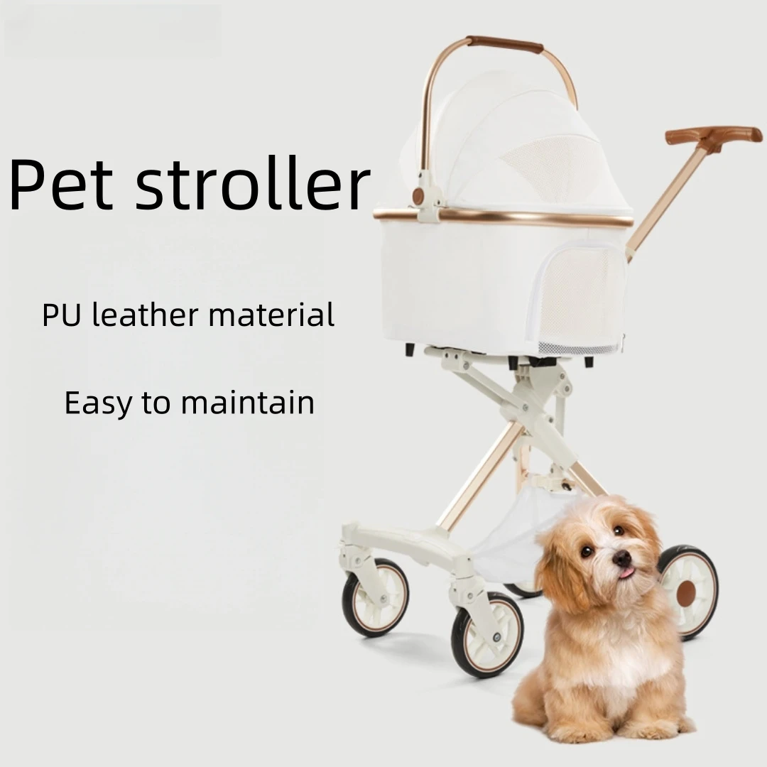 Easy Fold Dog Stroller for Small Medium Pets with Ventilated Mesh Windows and Sturdy Lightweight Frame