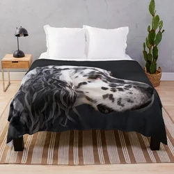 English Setter Dog With Hazel Eyes Throw Blanket Cute Multi-Purpose Plaid on the sofa Camping Summer Beddings Blankets