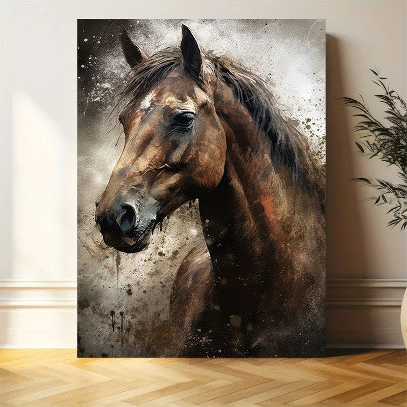 Multiple sizes 1pc frameless Canvas Painting,Brown Horse  Prancing Horse  Race Horse Poster and Prints Canvas Painting Wall Art