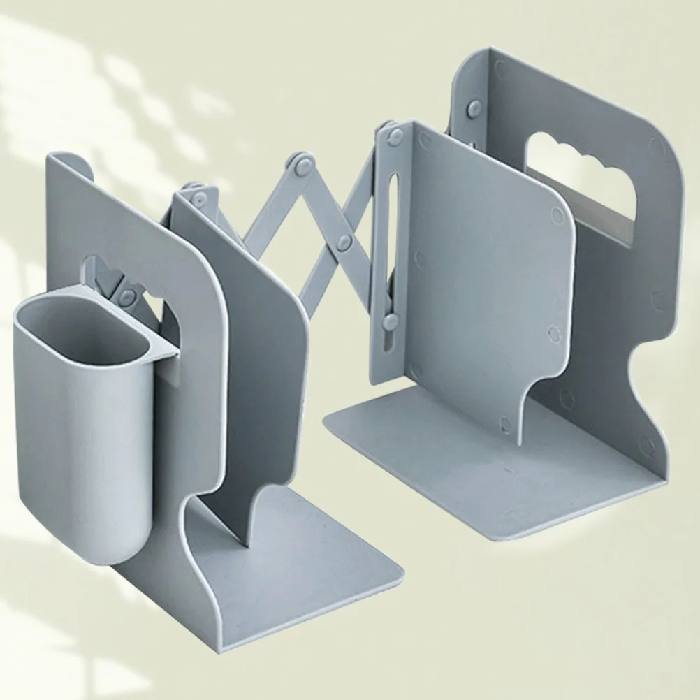 

Book Stand Bookends with Pen Holder for Table Supports Desktop Telescopic Shelves