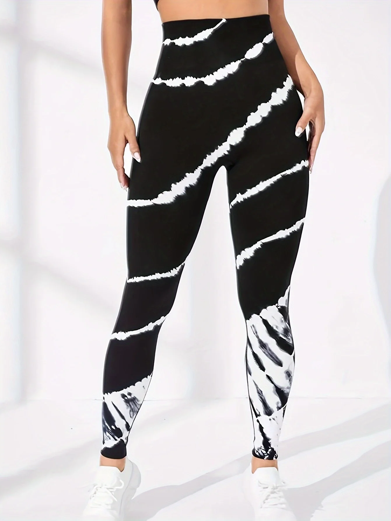 Women's High Waist Elastic Tie-Dye Yoga Pants Slim Fit Sports Leggings